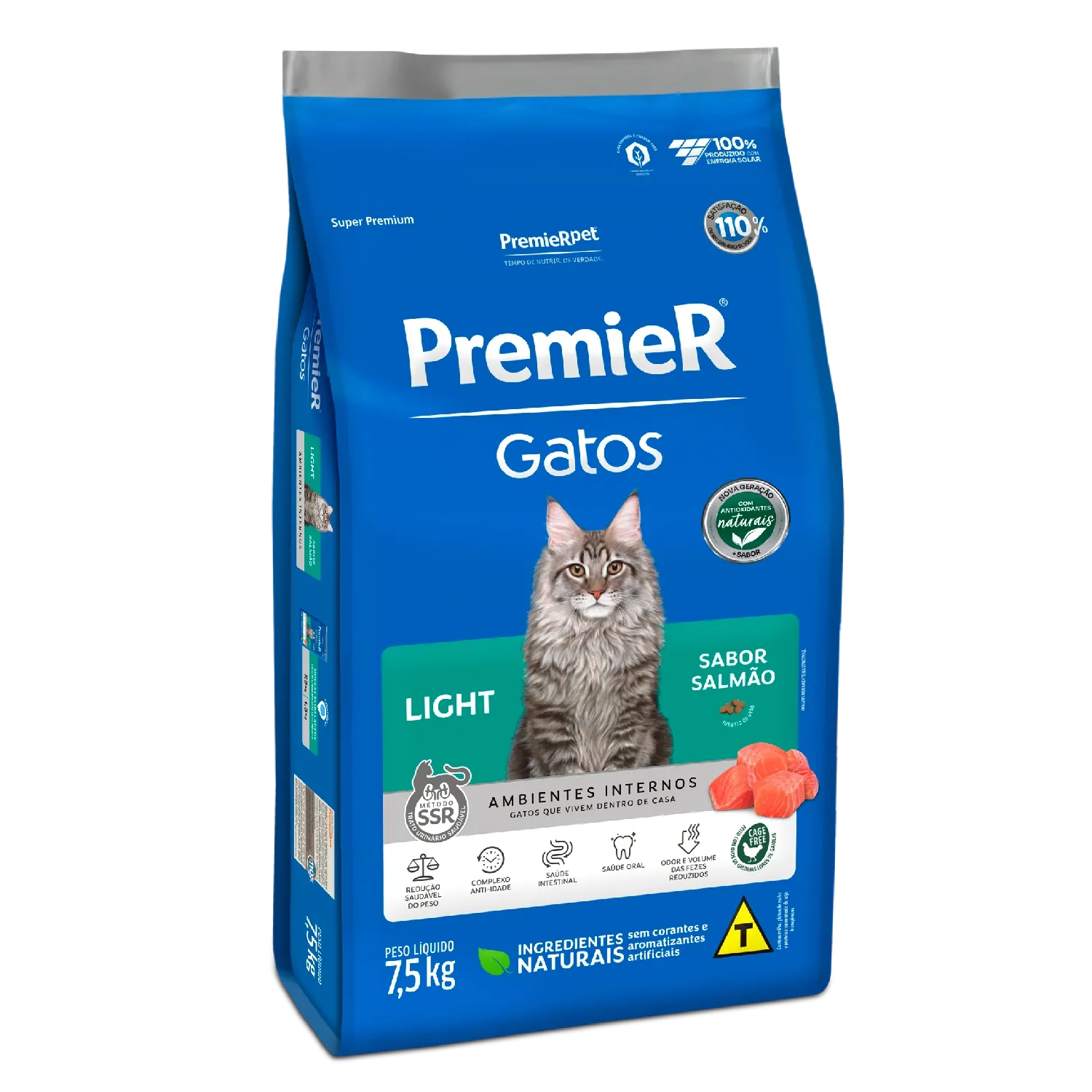 Ração Premier Ambientes Internos Light Gatos Adultos Salmão
